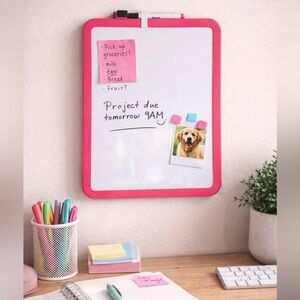 NWT Magnetic Dry Erase Board Pink and White